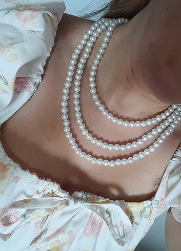 Vintage 3 lü inci kolye gerdanlık