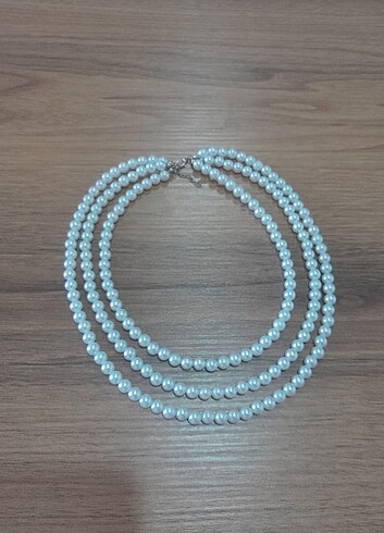 Beden beyaz Renk Vintage 3 lü inci kolye gerdanlık