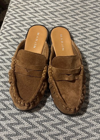 Marjin Siklik Ve Rahatlik Kahverengi Suet Loafer Terlik