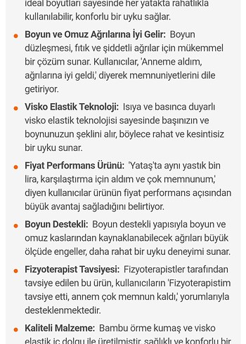 Beden beyaz Renk Ortopedik Yastık