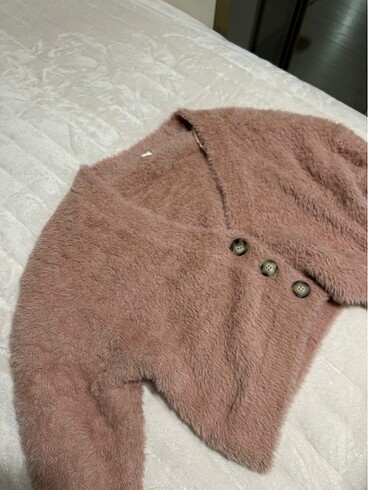 Peluş pembe hırka