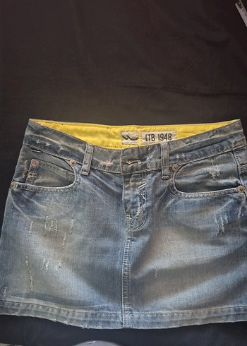 Düğmeli Gri Denim Mini Etek - Görsel 2