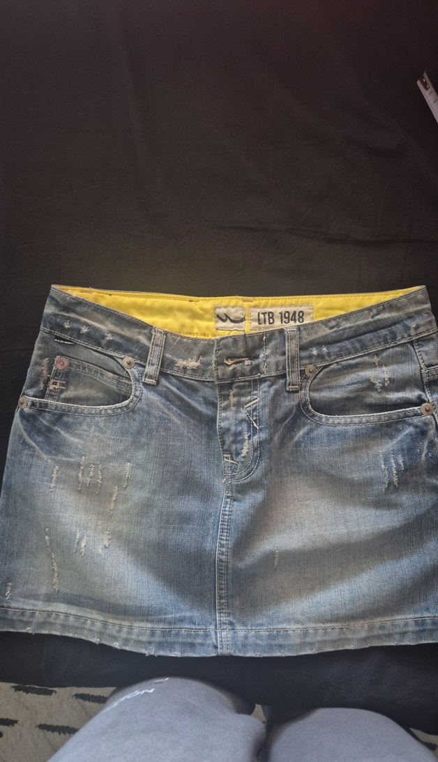 Düğmeli Gri Denim Mini Etek - Görsel 2