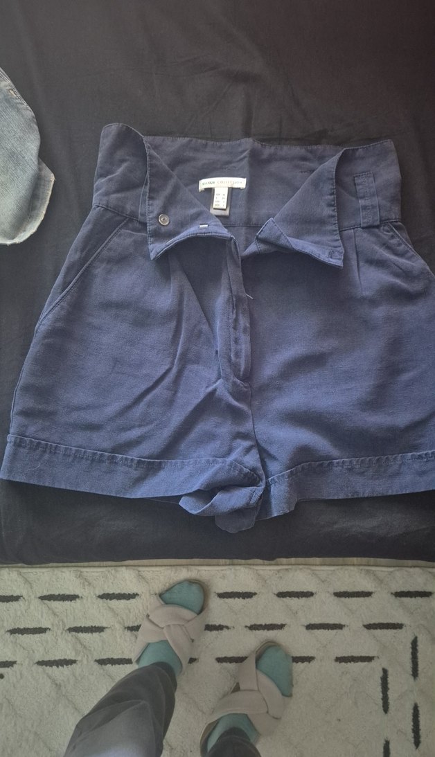 Düğmeli Lacivert Yüksek Bel Kadın Şort - Görsel 4