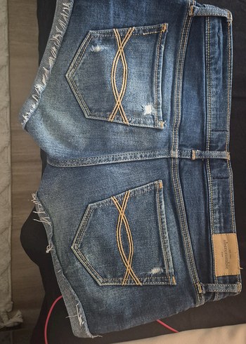 Kadın Mavi Mini Kot Şort - Görsel 2