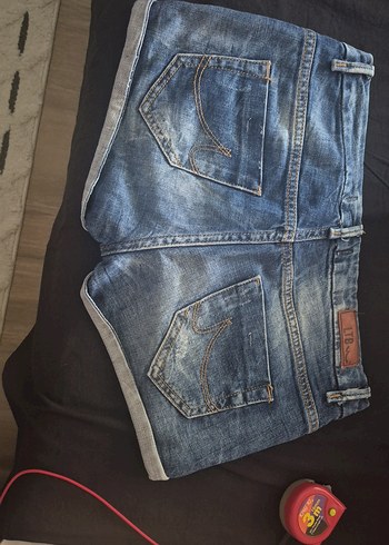 Mavi Bağcıklı Rahat Kesim Kadın Kot Şort - Görsel 2