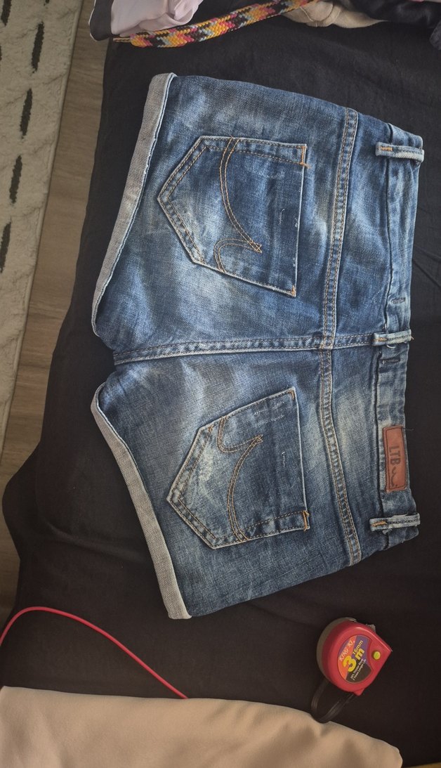 Mavi Bağcıklı Rahat Kesim Kadın Kot Şort - Görsel 2