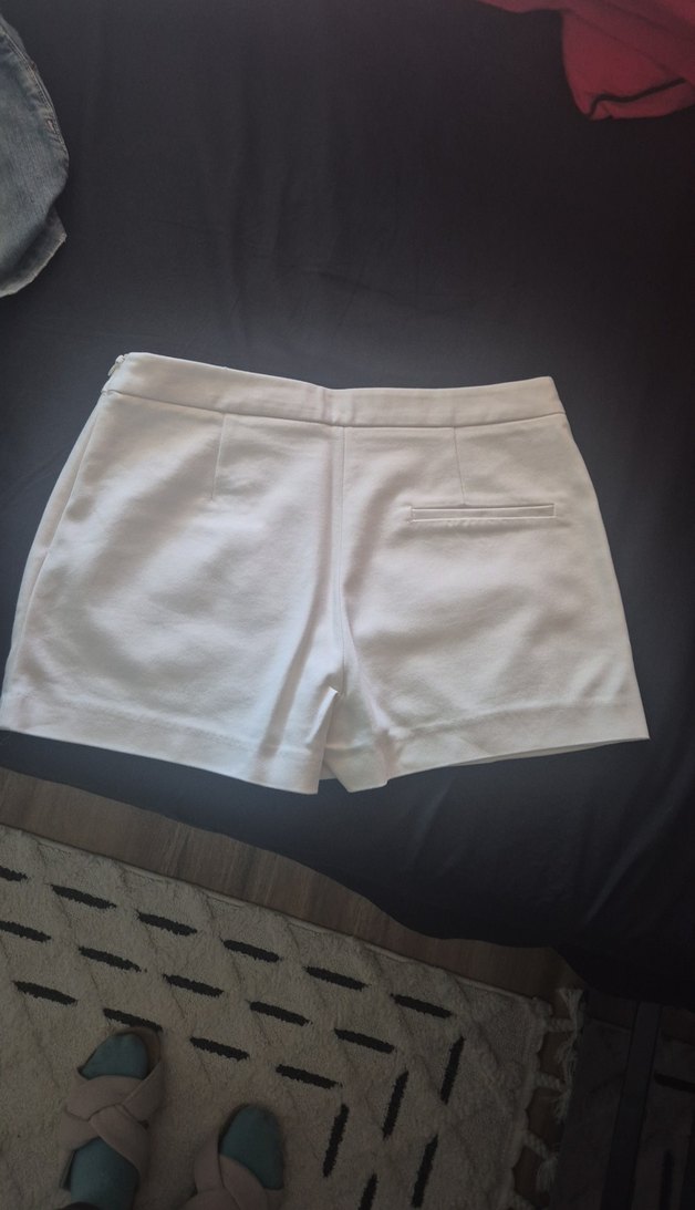 Beyaz Piliseli Kadın Kumaş şort etek - Görsel 3