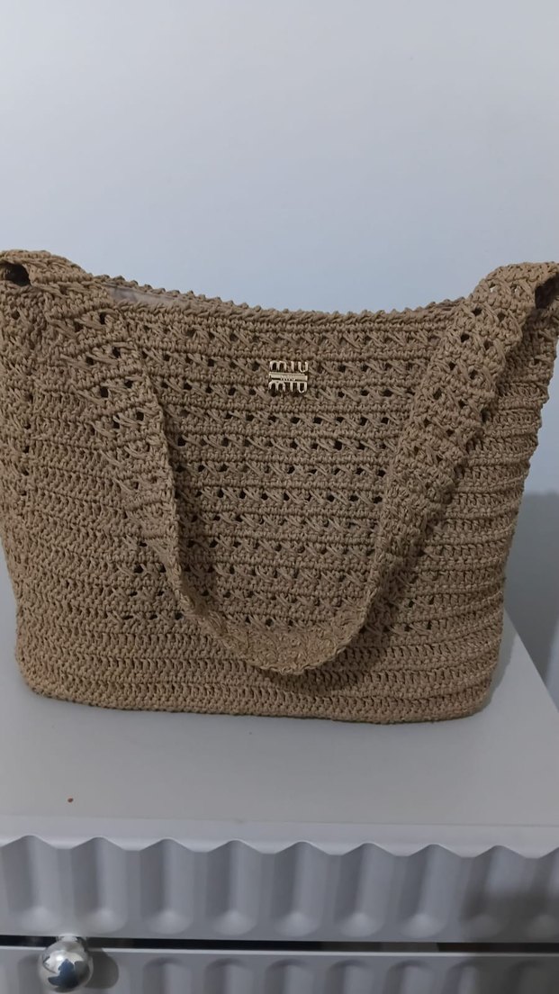 Dantel Detaylı Bej Örgü Kadın Çanta - Görsel 2