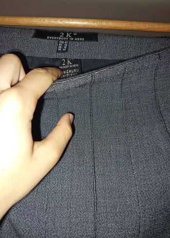 Diğer Gri Piliseli Midi Keten Etek