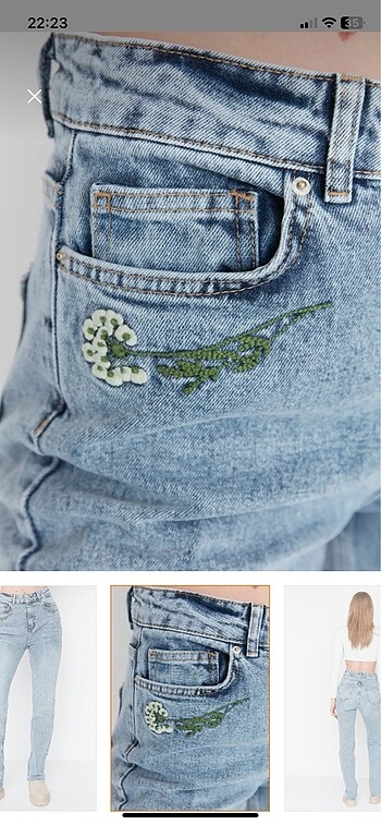 Trendyol & Milla Çiçek Nakışlı Jeans