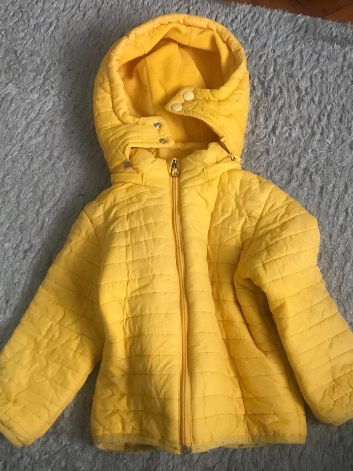 Kapüşonlu Sarı Erkek Çocuk Mont - Görsel 2