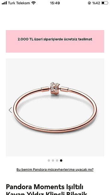  Beden pembe Renk Pandora bilezik 17 cm