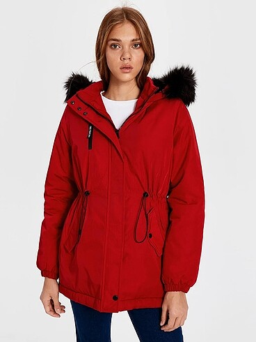 LC Waikiki Lcw kapüşonlu kırmızı kadın parka/mont