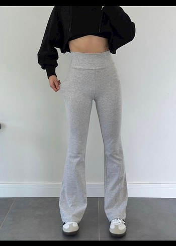 Gri Kadın Midi Bol Kesim Spor Pantolon