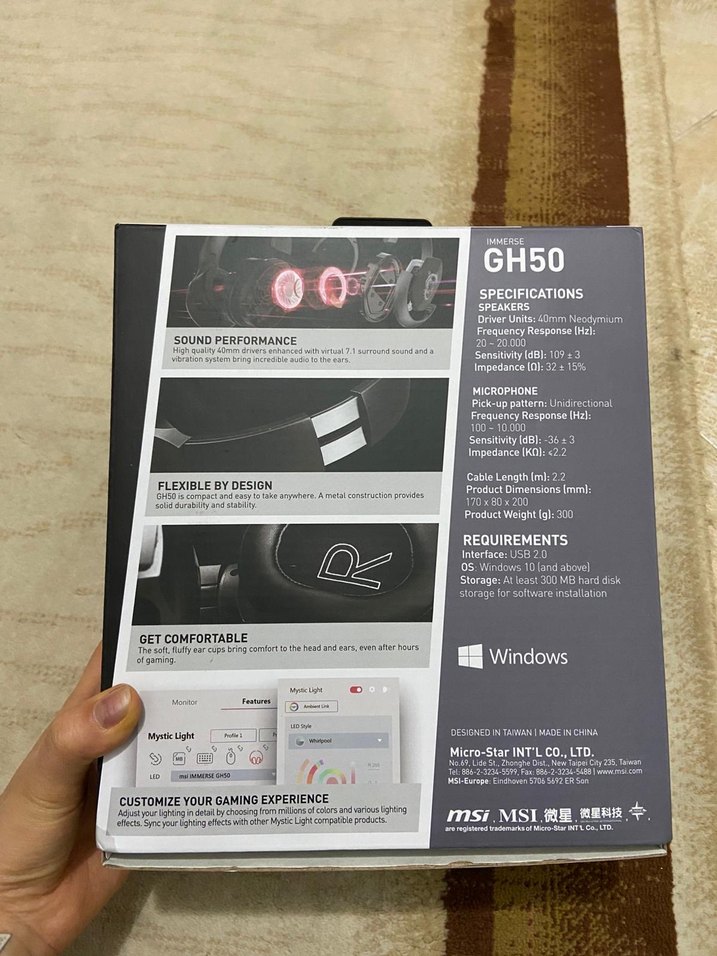 MSI GH50 RGB Oyuncu Kulaklığı Gri - Görsel 2