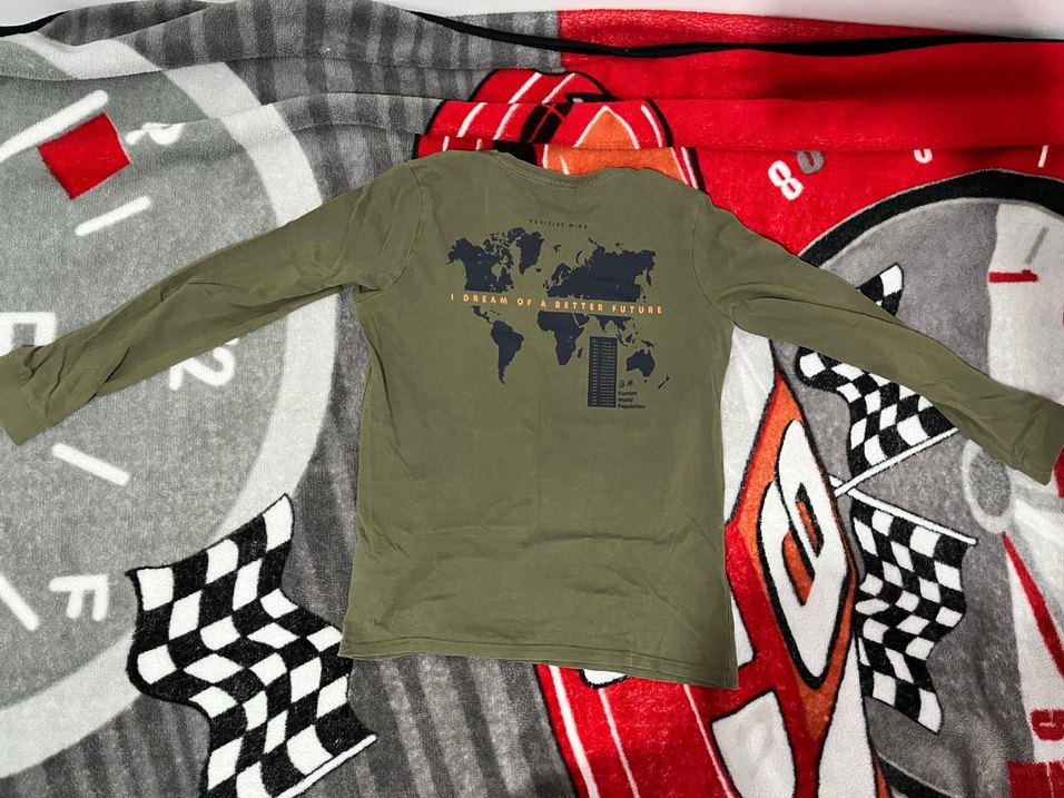 Erkek Çocuk Haki Uzun Kollu Baskılı Tişört - Görsel 3