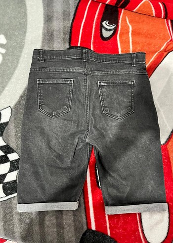 Gri Renkli Bağcıklı Erkek Kısa Kot Şort - Görsel 3