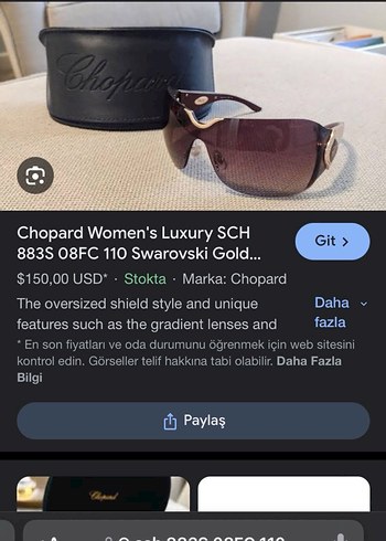 Chopard Kadın Altın Renkli Güneş Gözlüğü