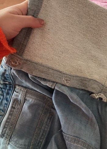 m Beden Gri Denim ve Gri Sweatshirt Kombinli Kadın Ceket