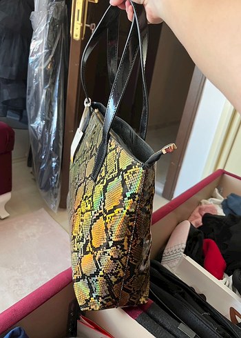  Beden çeşitli Renk Deri Yılan Desenli Fermuarlı Kadın Çanta