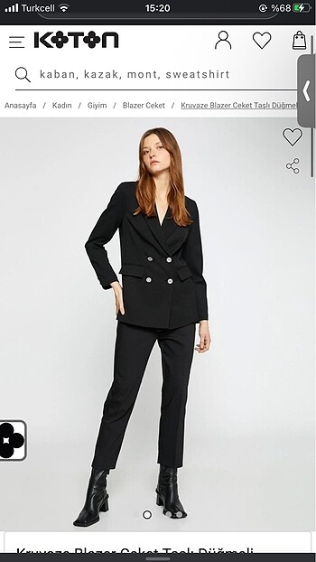 Kruvaze Blazer Ceket Taşlı Düğmeli