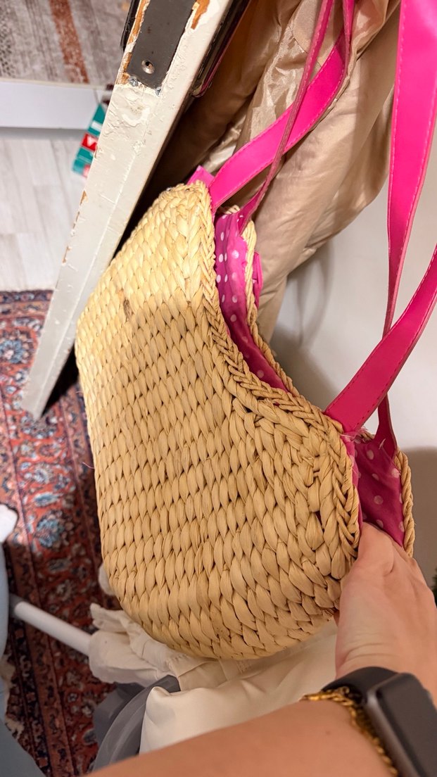 Pembe Fiyonklu Bohem Örgü Kadın Çanta - Görsel 3