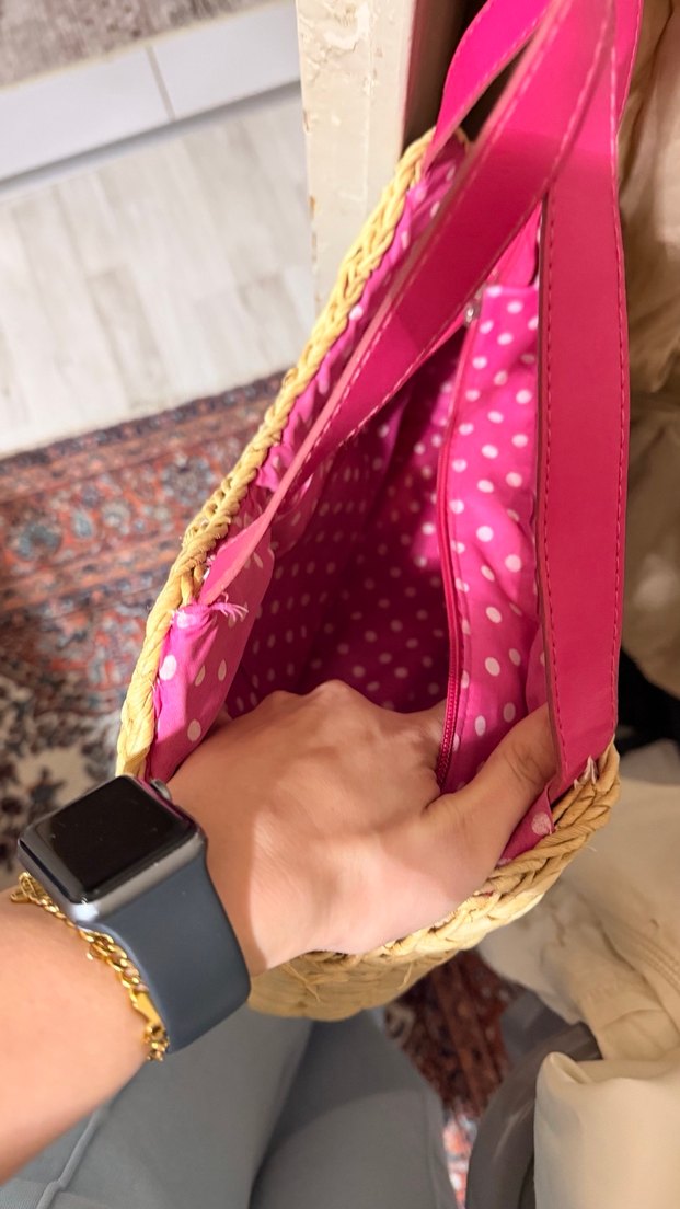 Pembe Fiyonklu Bohem Örgü Kadın Çanta - Görsel 2