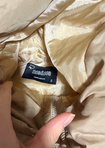 Kadın Bej Kapüşonlu Kısa Kış Montu - Görsel 2