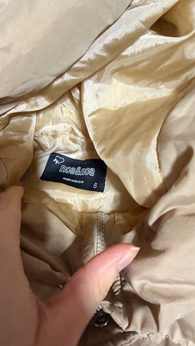 Kadın Bej Kapüşonlu Kısa Kış Montu - Görsel 2