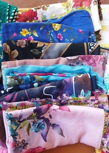 Dantel Detaylı Mor Bohem Kadın eşarp - Görsel 3