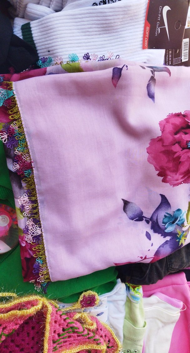 Dantel Detaylı Mor Bohem Kadın eşarp - Görsel 2