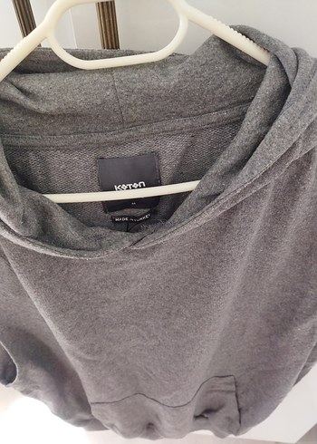 Gri Kolsuz kadın Kapüşonlu Süveter - Görsel 2