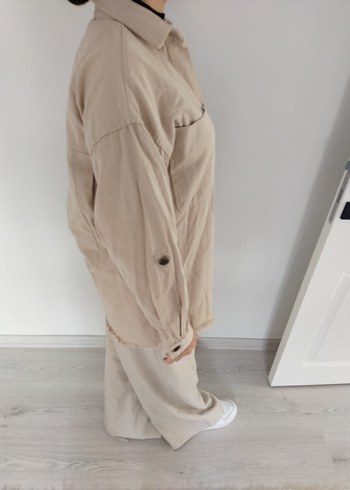 Bej Düğmeli Uzun Kollu Kadın Gömlek - Görsel 4