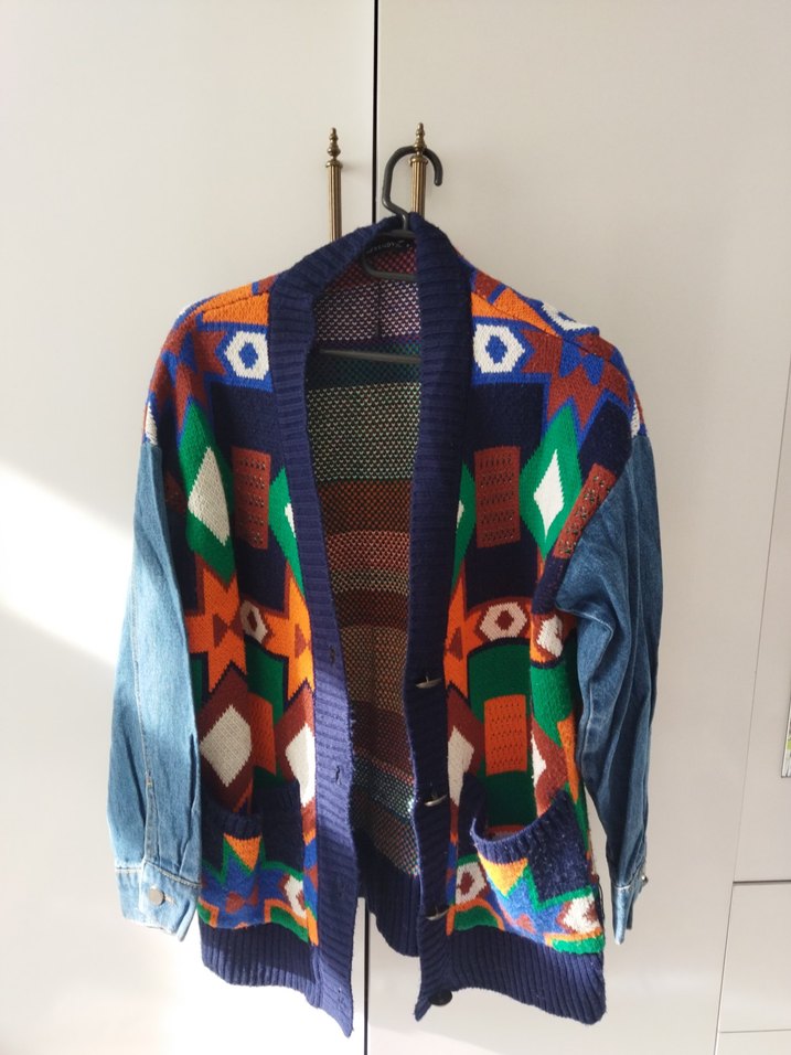 Renkli Desenli Bohem Kadın Hırka - Görsel 2