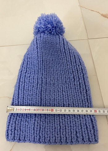 Örgü Mavi Kadın Bere - Görsel 5