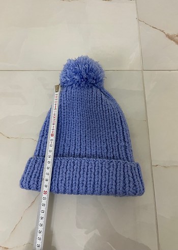 Örgü Mavi Kadın Bere - Görsel 6