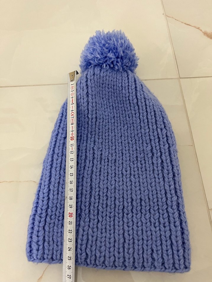 Örgü Mavi Kadın Bere - Görsel 4