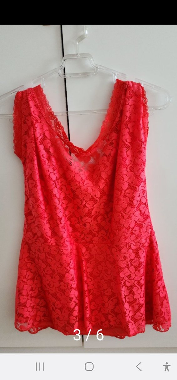 Kırmızı Dantel tunik - Görsel 5