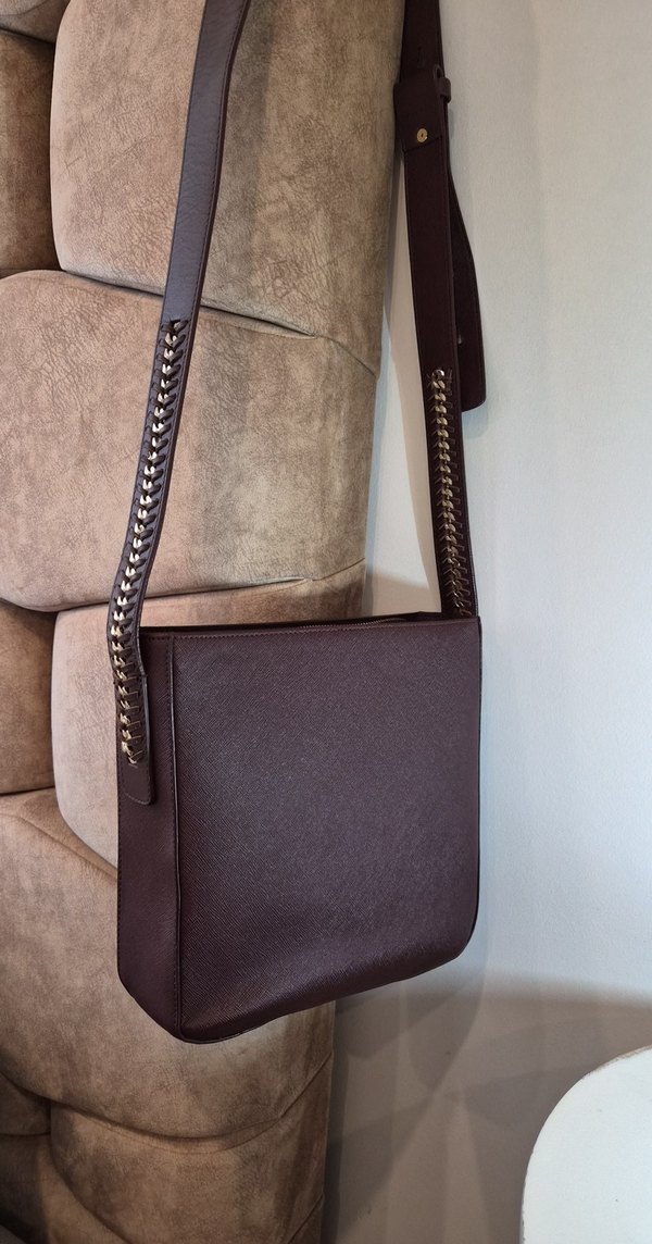 Zincir Detaylı Kahverengi Deri Kadın Çanta - Görsel 2