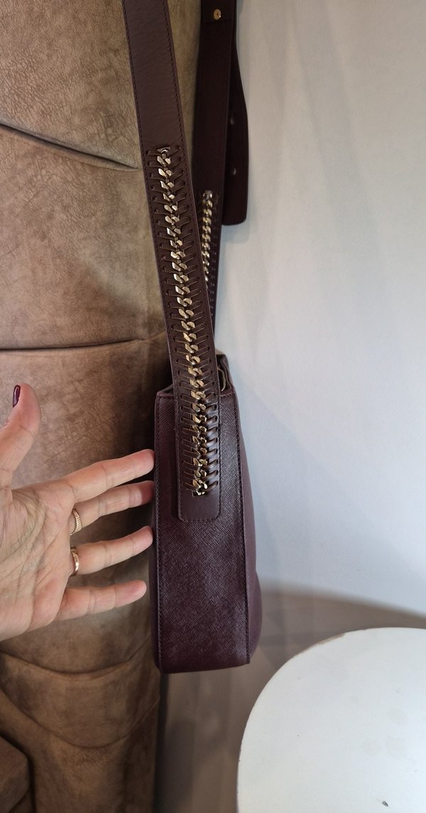 Zincir Detaylı Kahverengi Deri Kadın Çanta - Görsel 3