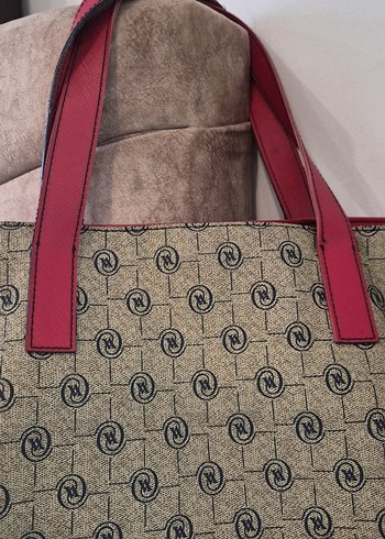 Gri Baskılı Kırmızı Kadın Çanta - Görsel 4