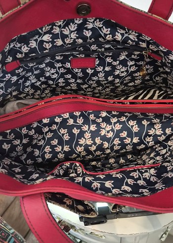 Gri Baskılı Kırmızı Kadın Çanta - Görsel 6