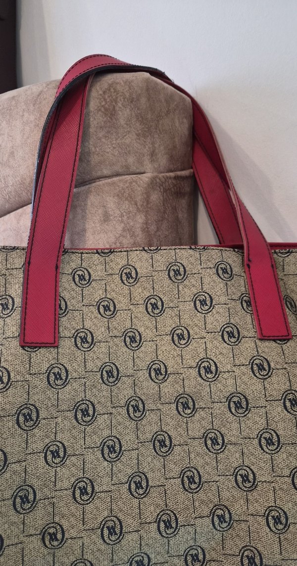 Gri Baskılı Kırmızı Kadın Çanta - Görsel 4