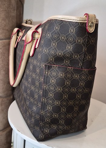 vakko Kahverengi Baskılı Deri Kadın Çanta - Görsel 5