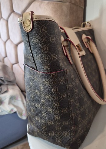 vakko Kahverengi Baskılı Deri Kadın Çanta - Görsel 7