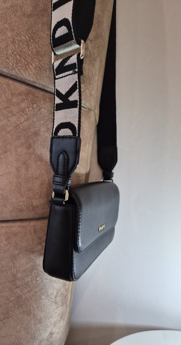 Siyah Deri Kadın Çapraz Çanta dkny - Görsel 4