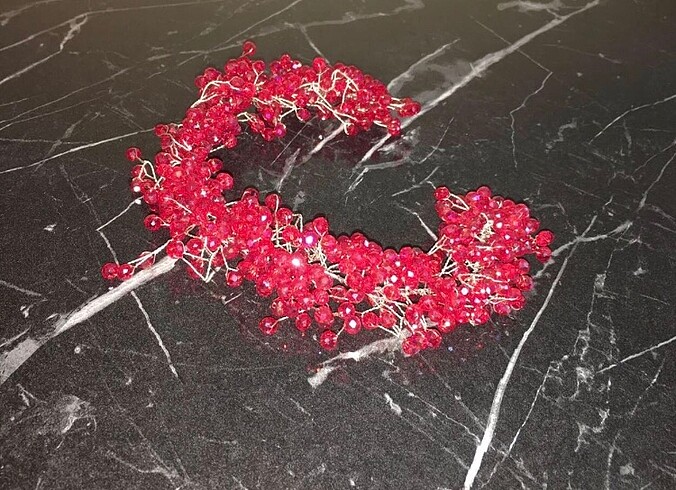 Kırmızı Boncuklu Kına Saç Aksesuarı - Görsel 2