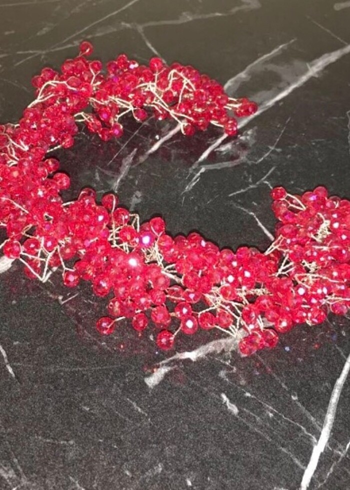 Kırmızı Boncuklu Kına Saç Aksesuarı - Görsel 2