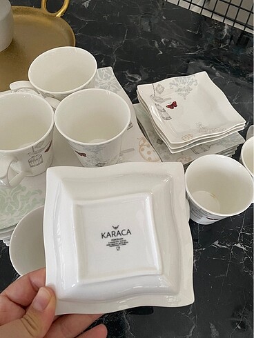 Beden beyaz Renk Karaca kahvaltı takımı (6 kişilik)